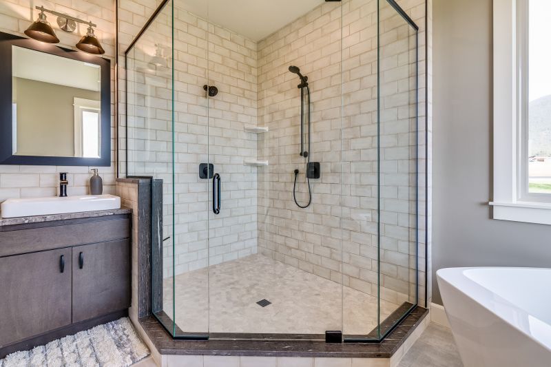Corner Shower with Tiled Walls